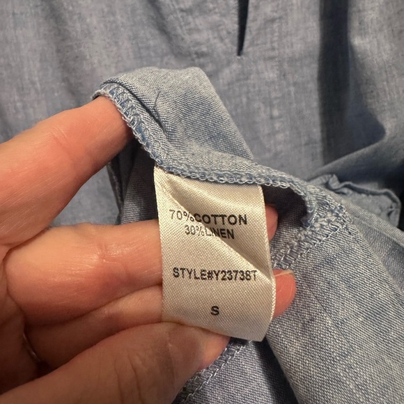 Tuckernuck Chambray Crawford Linen V Neck Flutter Sleeve Tiered Dress Small EUC - Picture 9 of 9